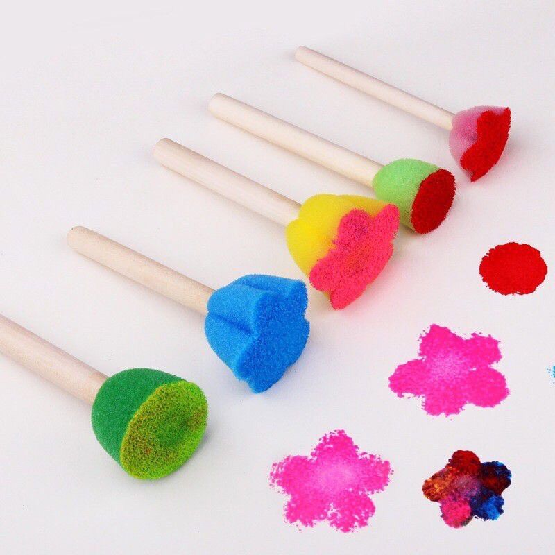 Bộ 5 cây cọ xốp mút, cọ chấm màu wenboxin cho bé