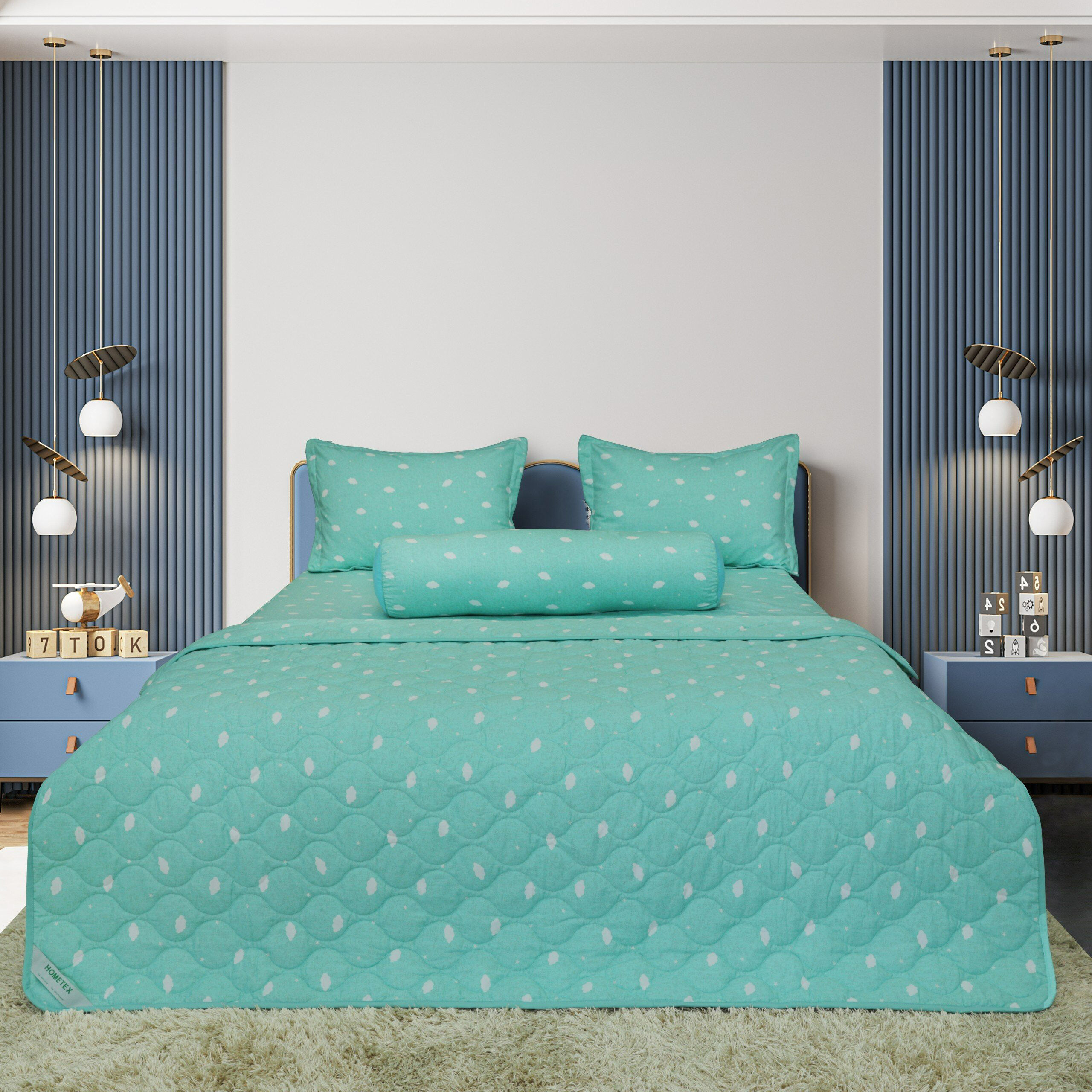 Bộ chăn ga gối cotton hometex - chăn drap gối vải cotton hoa hometex - cty may thiên hà
