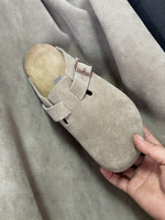 [Full Leather Unisex Birken Style Thick Sole Half Slippers,Full Leather Unisex Birken Style Thick Sole Half Slippers,]