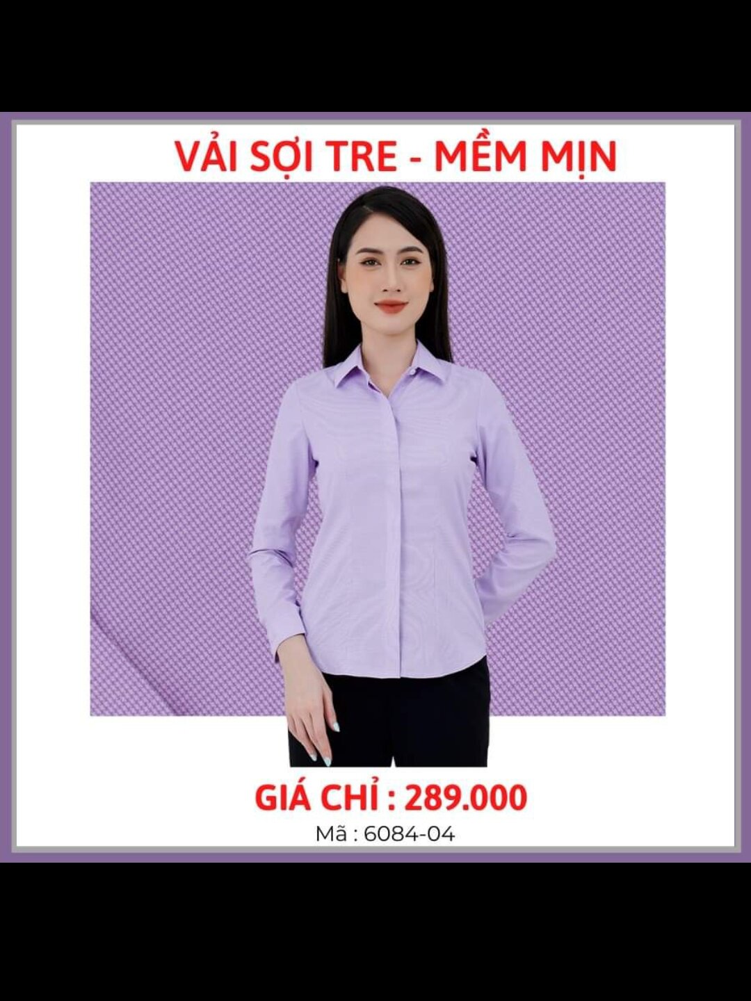 Áo sơ mi nữ Thái Hòa sọc caro tím fom giấu nút