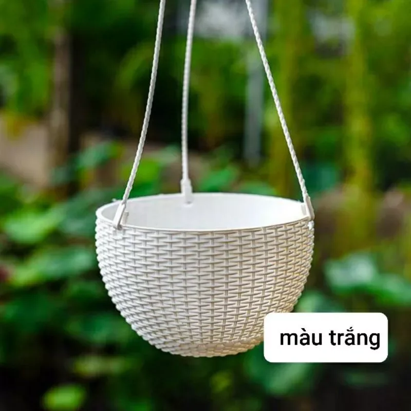 combo 5 Chậu treo kiểu đan mây size lớn 20x13cm
