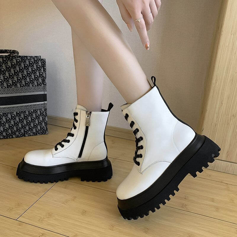 Zhao Liying Same Style Thick Bottom 8 Holes Dr. Martens Boots Women's Summer Thin British Style Spring and Autumn Boots Trendy Ins Ankle Boots