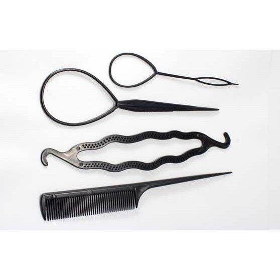 Set 1 bộ dụng cụ tết tóc 4 món và thanh tết