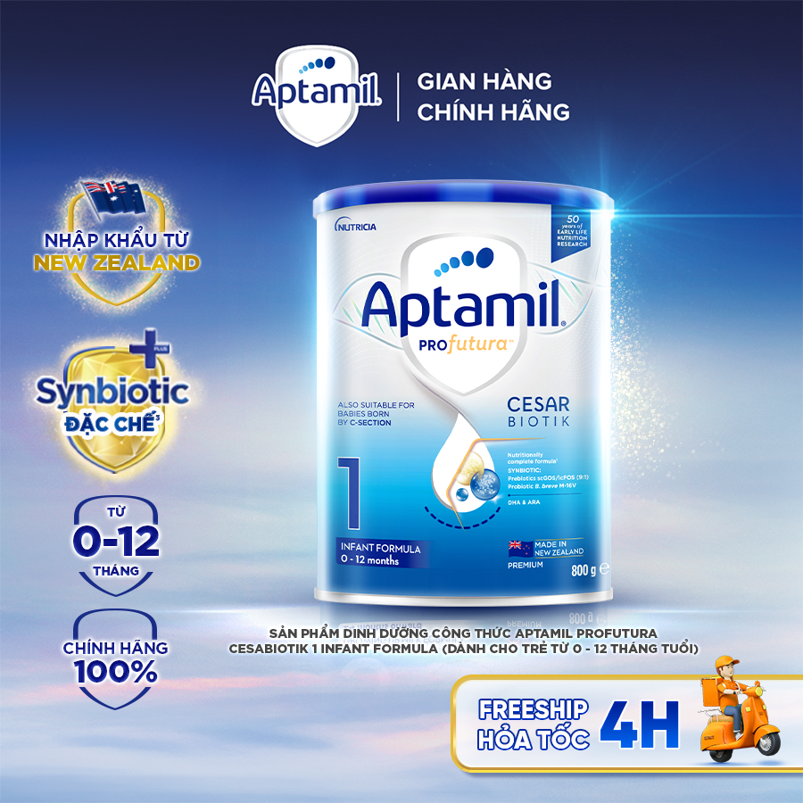[Hỏa tốc - 0Đ] Sữa bột Aptamil Profutura Cesarbiotik New Zealand số 1 800g - Synbiotic độc quyền