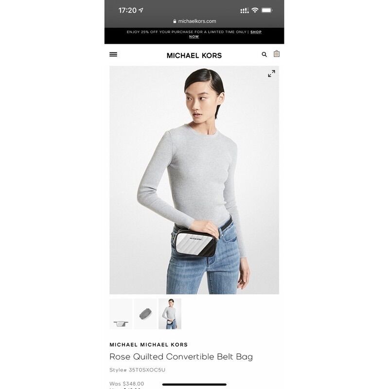 ( Hình thật + Bill ) Túi MK Rose Quilted Convertible Belt Bag.