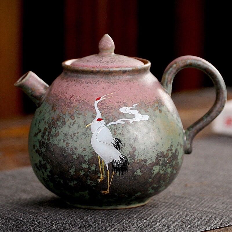 Ấm gốm hạc tiên