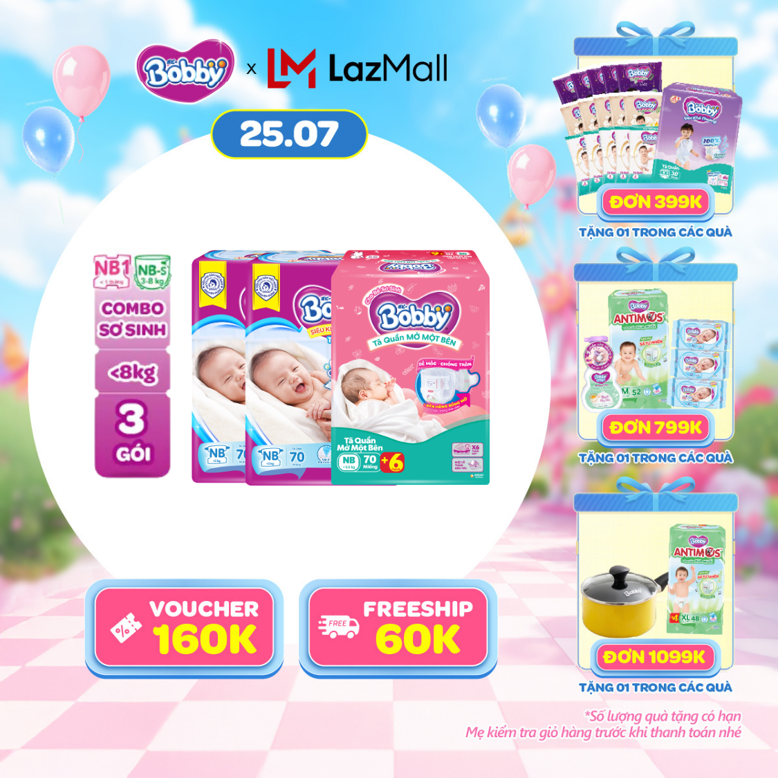 [SALE CUỐI THÁNG QUÀ TO][TẶNG MIẾNG NGẪU NHIÊN] Combo sơ sinh gồm 02 gói Tã dán Bobby NB70 miếng và 01 gói Tã quần mở một bên NB-S 74 miếng