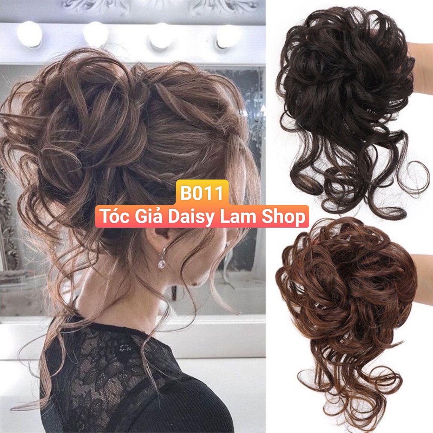 HÌNH THẬT- BÚI TÓC GIẢ XOĂN HOA DÂY CỘT B008 B011