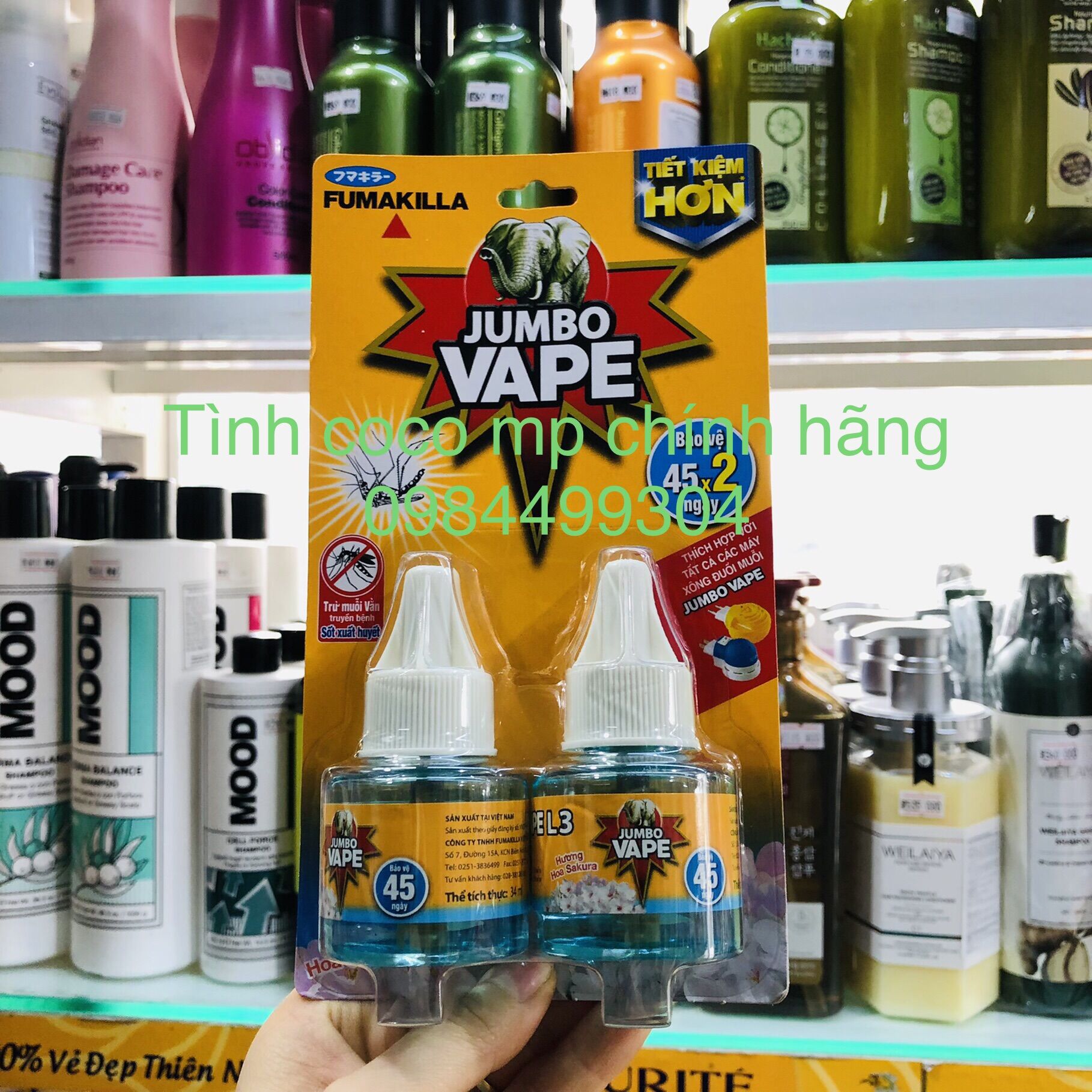 Bộ đôi chất xông đuổi muỗi Jumbo vape, tinh dầu đuổi muỗi hương hoa Sakura thơm ngát 34ml*2