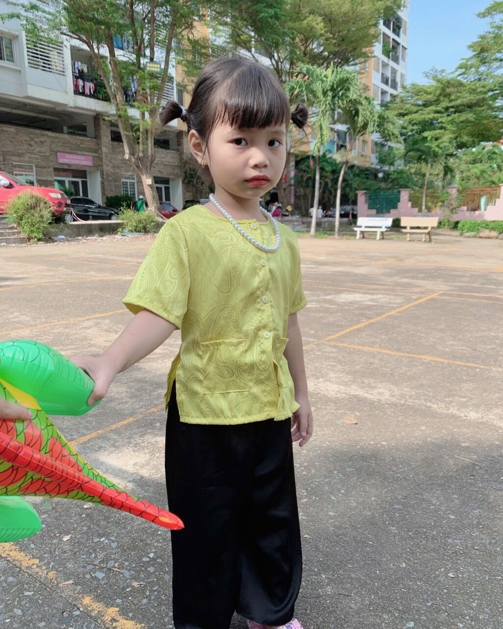 Bộ bà ba gấm cho bé gái
