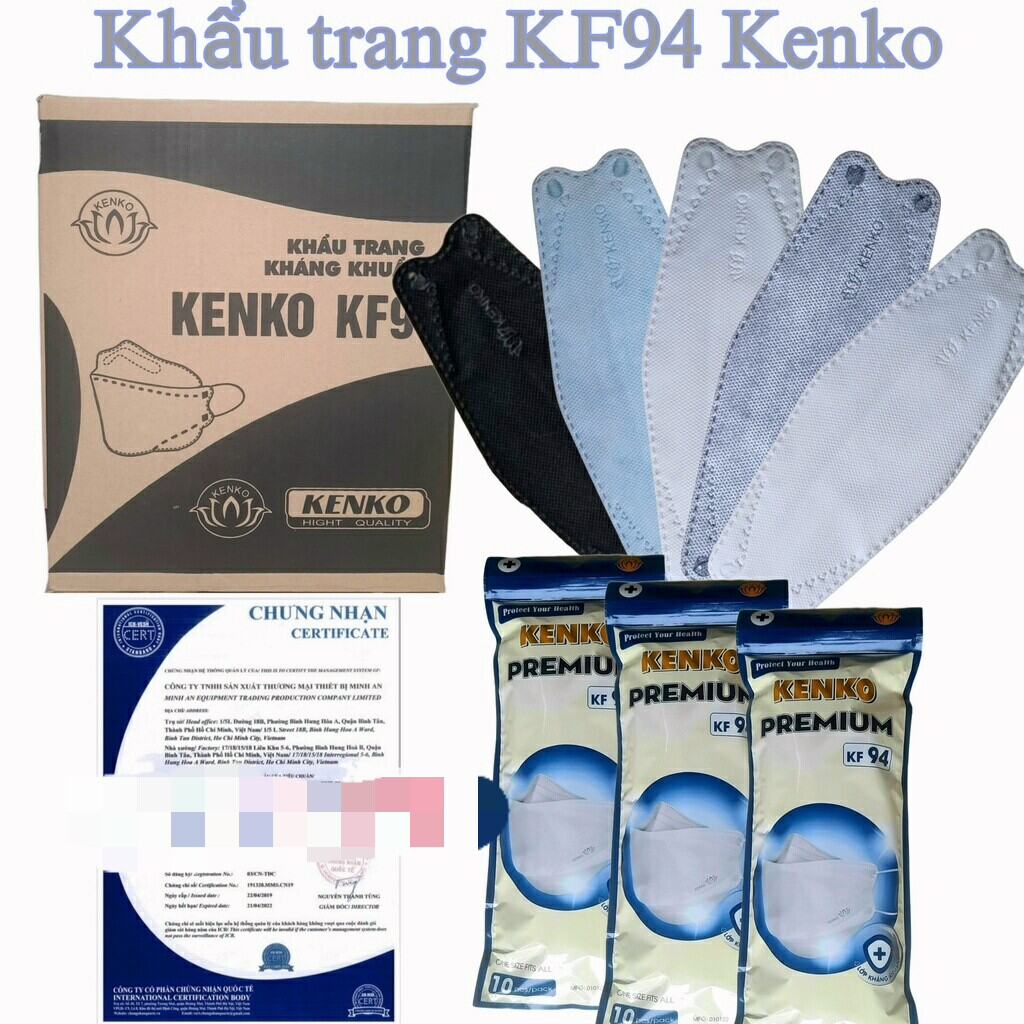 Khẩu trang KF94 Kenko Premium 4 lớp, CN Hàn Quốc, kháng khuẩn