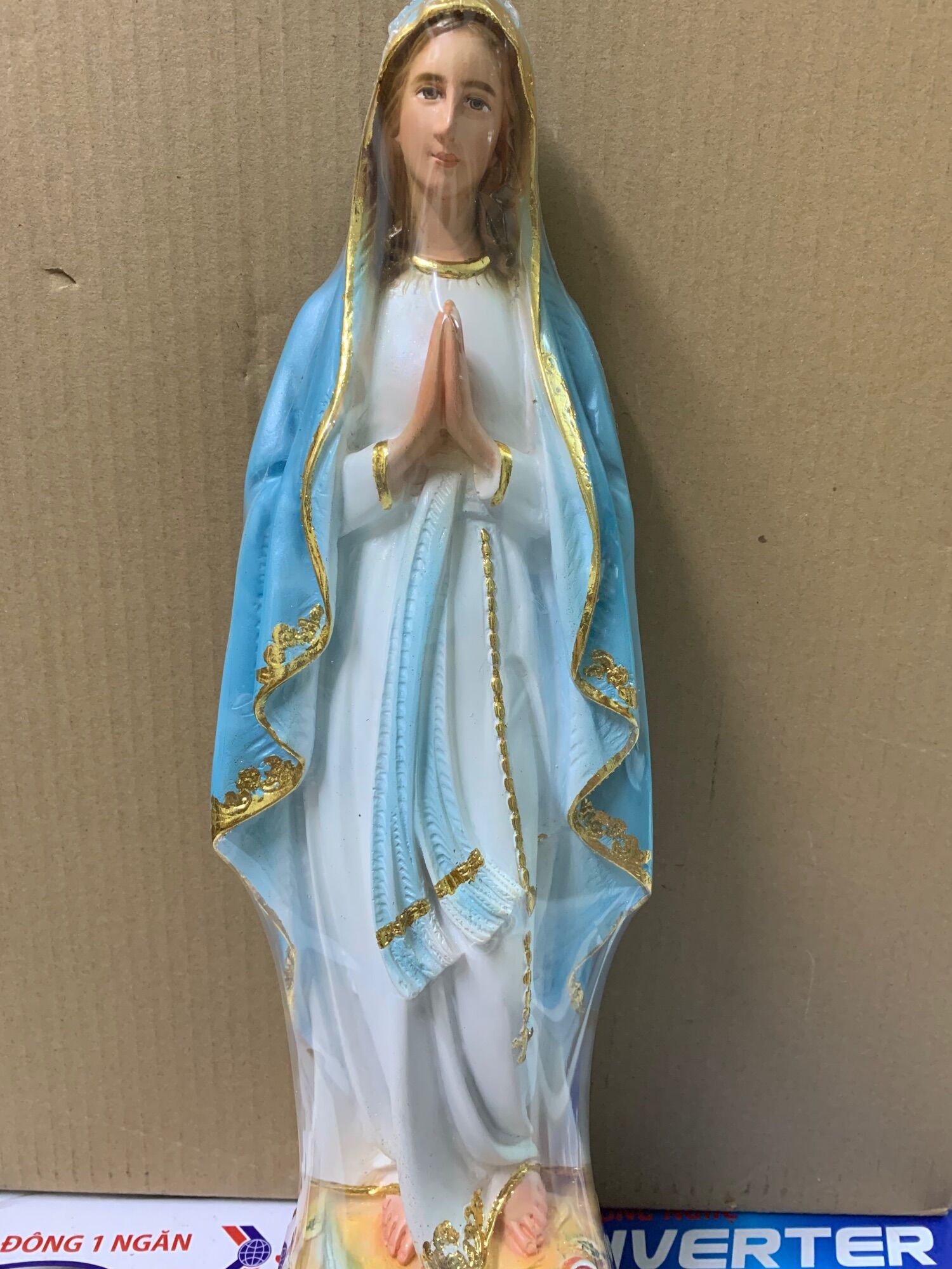 Tượng công giáo-Tượng đức mẹ lộ đức Lourdes cao 40cm vien anh kim