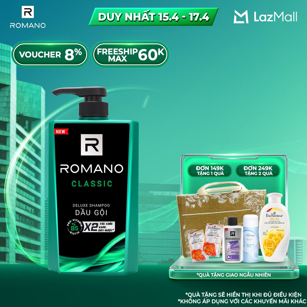 Dầu gội hương nước hoa Romano Classic 650g