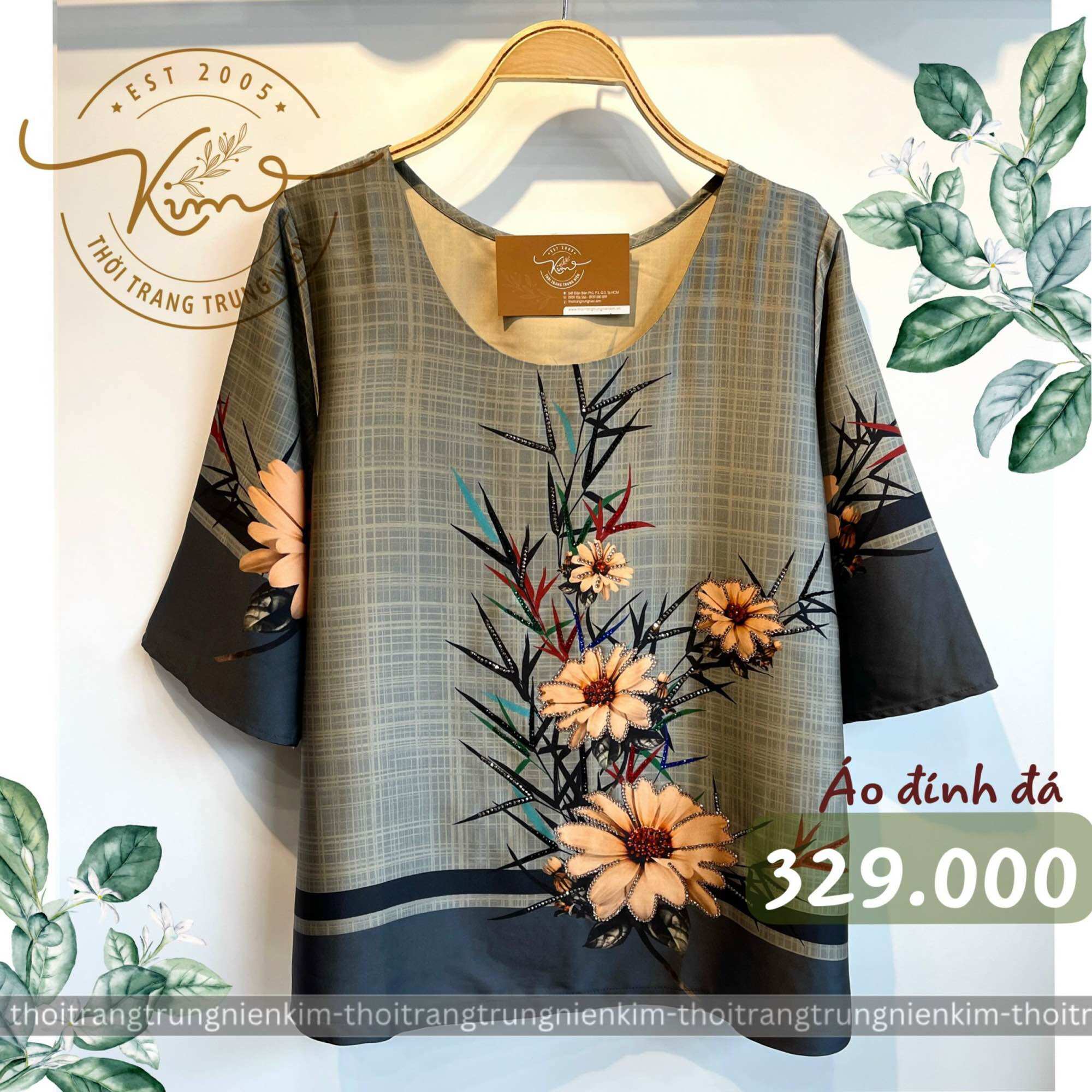 Sét bộ áo lụa trung niên họa tiết đính đá kèm quần tây chất liệu cao cấp sang trọng Bigsize phù hợp mọi lứa tuổi