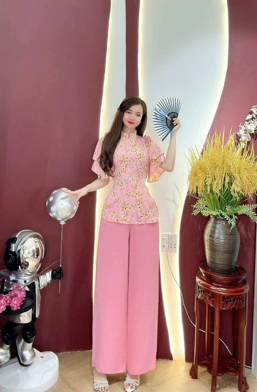 BỘ BÀ BA NỮ ÁO CỔ CAO VẢI LỤA MANGO