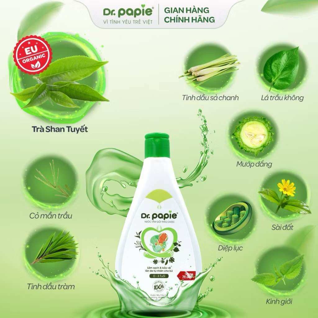Nước tắm gội thảo dược Dr. Papie (Chai 500ml)