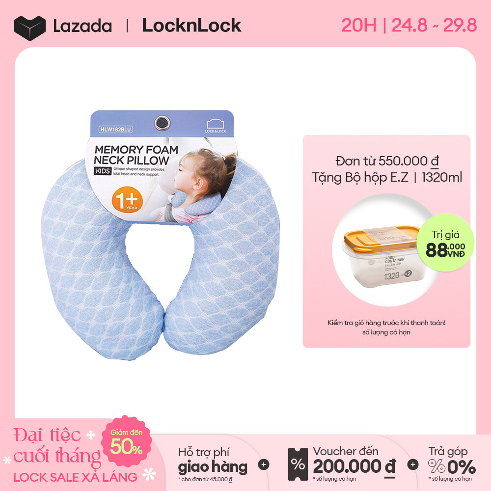 Gối kê cổ cho bé Memory Foam Lock&Lock 22x21x7cm HLW182 - Xanh/Hồng - Thiết kế mềm mại -Đàn hồi cao - Bảo vệ cổ và vai