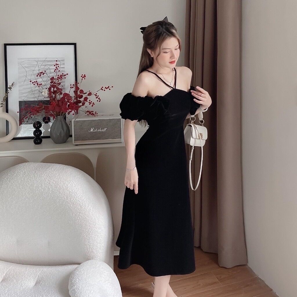 (SHOP TÁO ĐỎ BIGSIZE 50KG ĐẾN 90KG) đầm bẹt vai tau nhúng