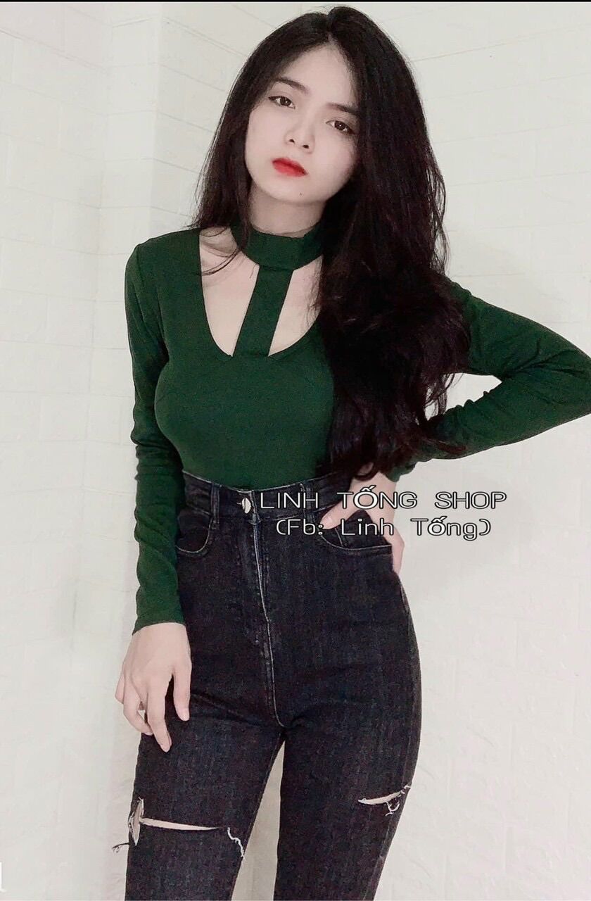 Jeans Dài Lưng Cao Co Giãn Rách Bẹ PT