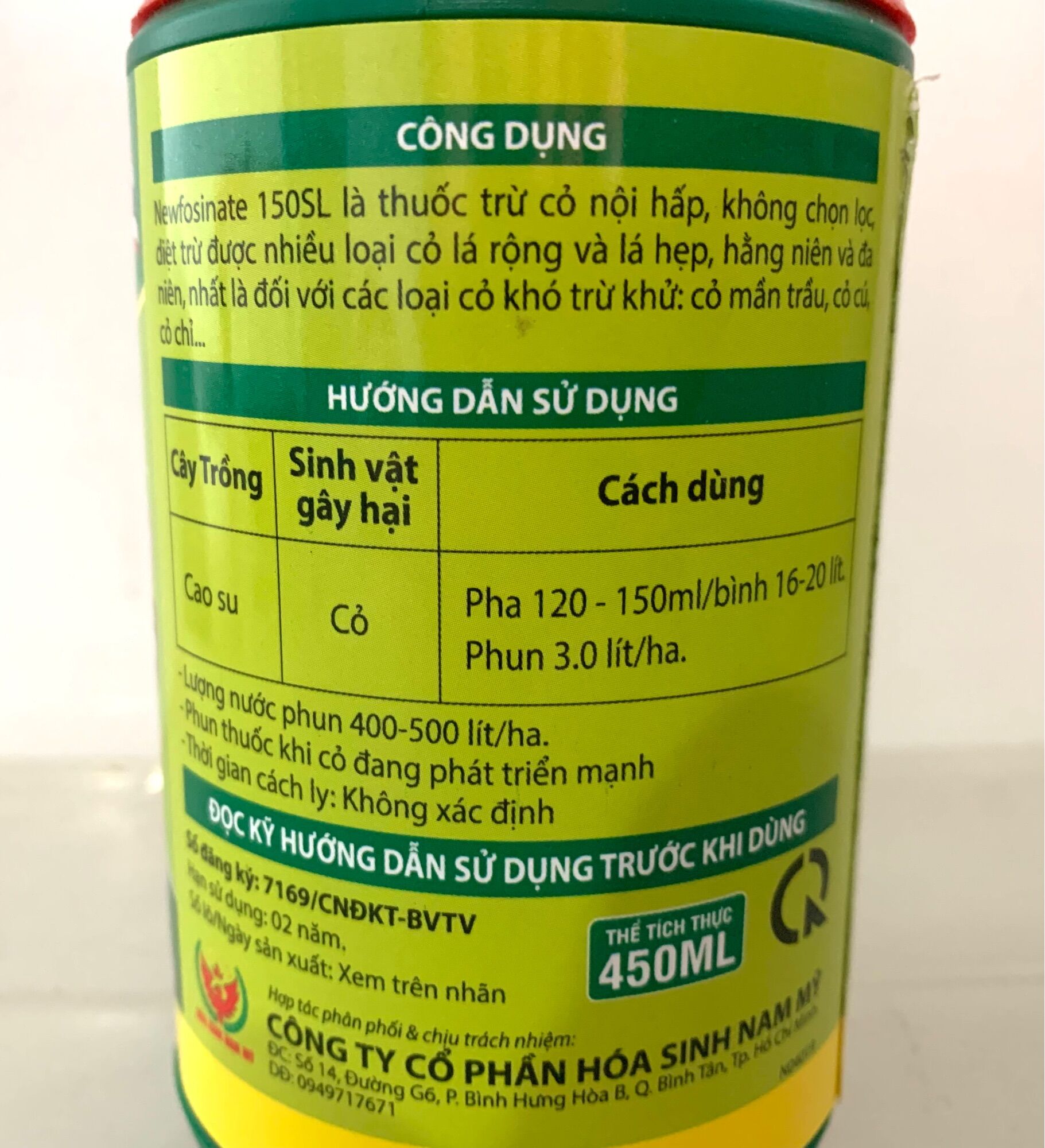 TRỪ CỎ CON CÒ GLUFOSINAT 150SL - 450ml - THÁI LAN (Cỏ mới Q10 thay thế lưu dẫn và cỏ cháy)