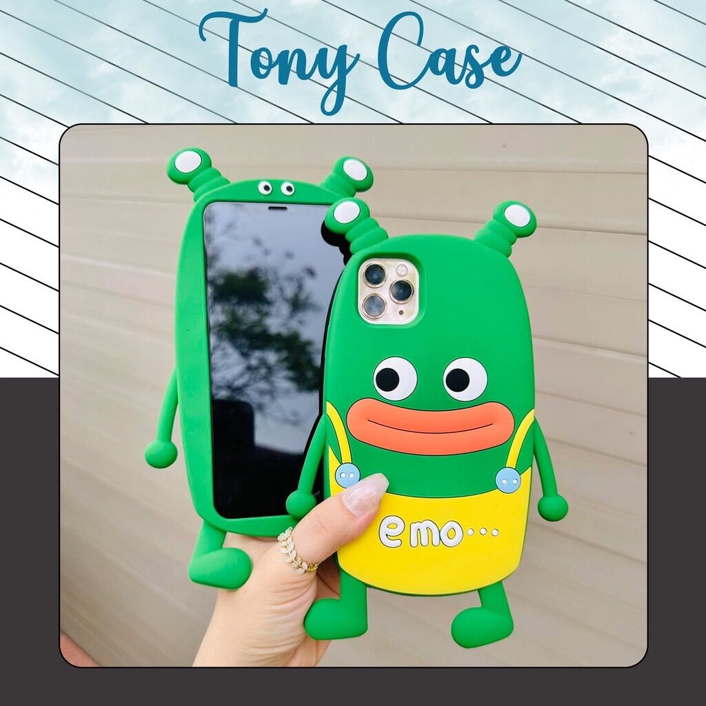 Ốp Iphone - Ốp Sâu xanh emo miệng rộng cute từ Iphone 6 đến Iphone 14 Pro max