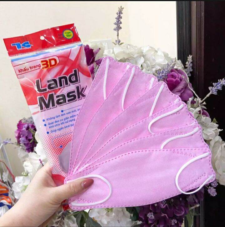 COMBO 10 Túi Khẩu Trang 3D Land Mask 1 Túi 6 chiếc - ( LOẠI TÚI ĐỎ ) Loại 4D KF94 Kiểu Hàn Quốc