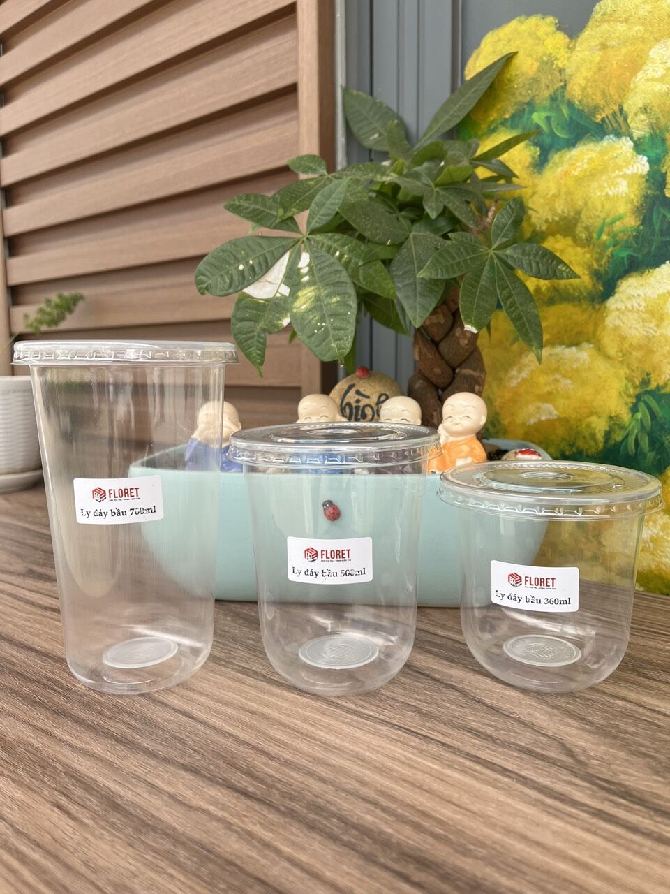 50 cái ly nhựa đáy bầu 360ml, 500ml,700ml