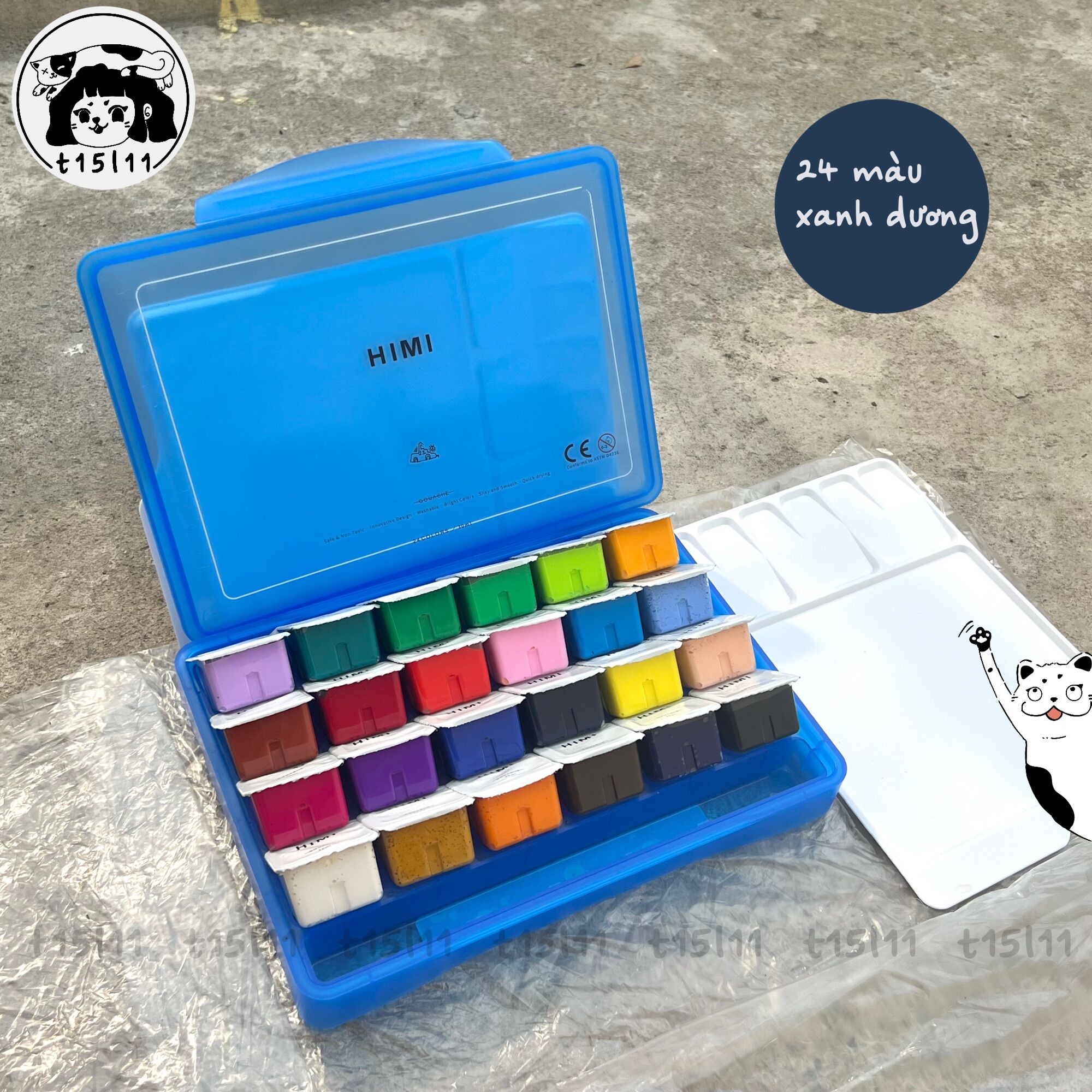[t15l11] Màu Gouache Himi dạng thạch Bộ 18/24 màu 30ml
