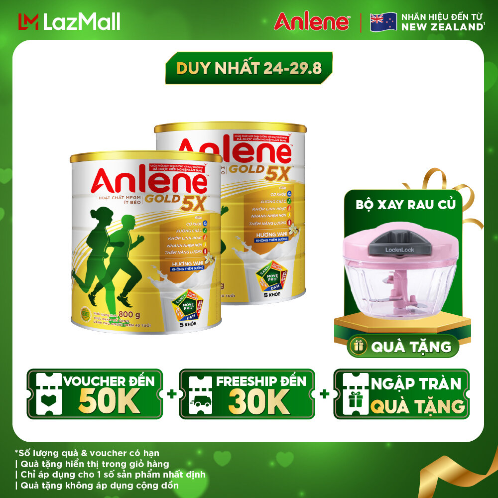 Combo 2 Lon sữa bột Anlene Gold 5X hương vani 800g