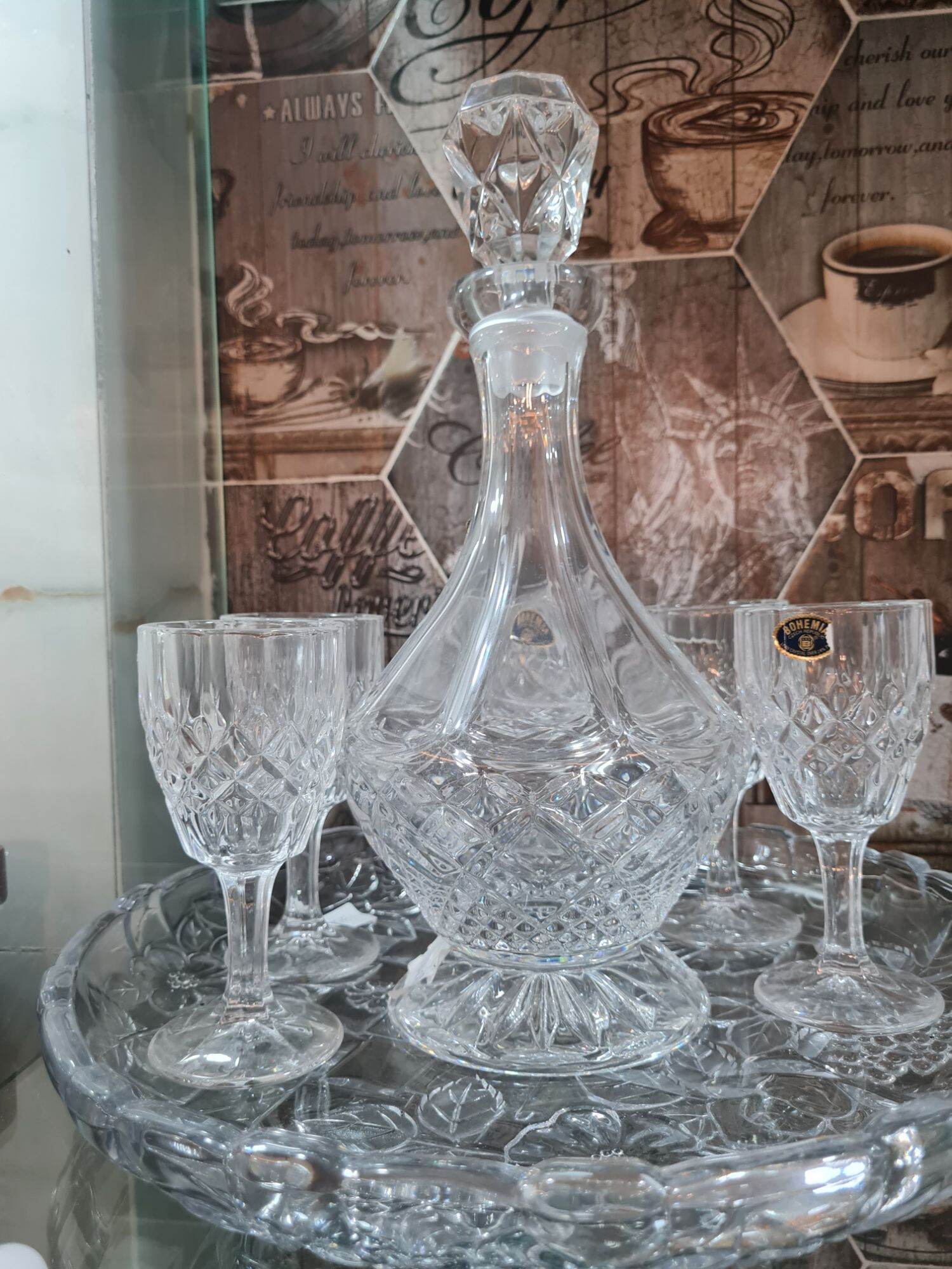 Set ly bình decanter bằng pha lê Bohemia