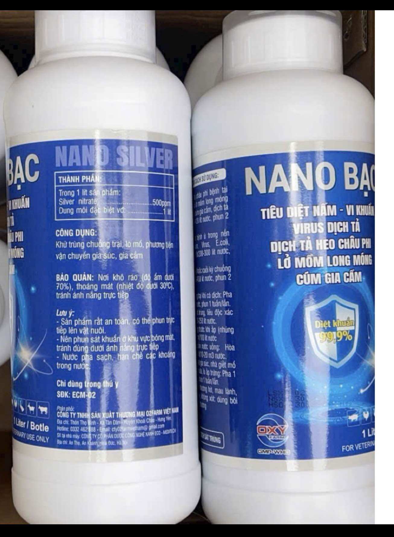 Nano Bạc 1 lít tiêu diệt nấm, vi khuẩn, virus gây dịch tả heo châu Phi, cúm gia cầm, lở mồm long móng, diệt khuẩn 99.9%.