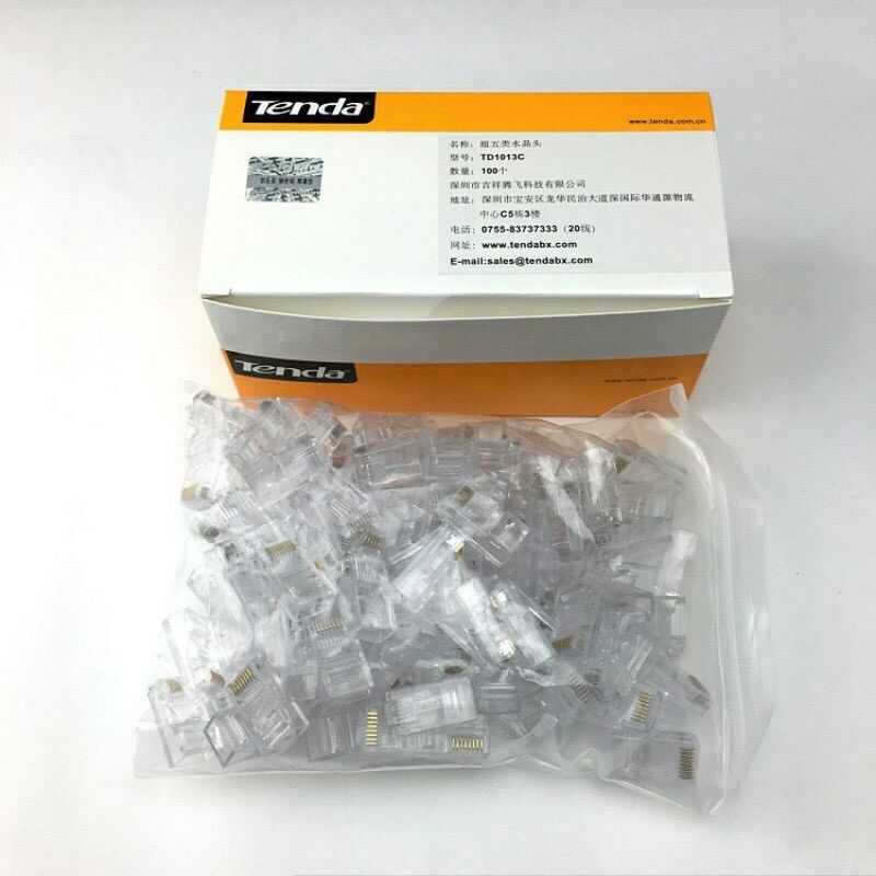 Hạt mạng tenda RJ45 cat5 hàng chính hãng hộp 100 đầu mạng