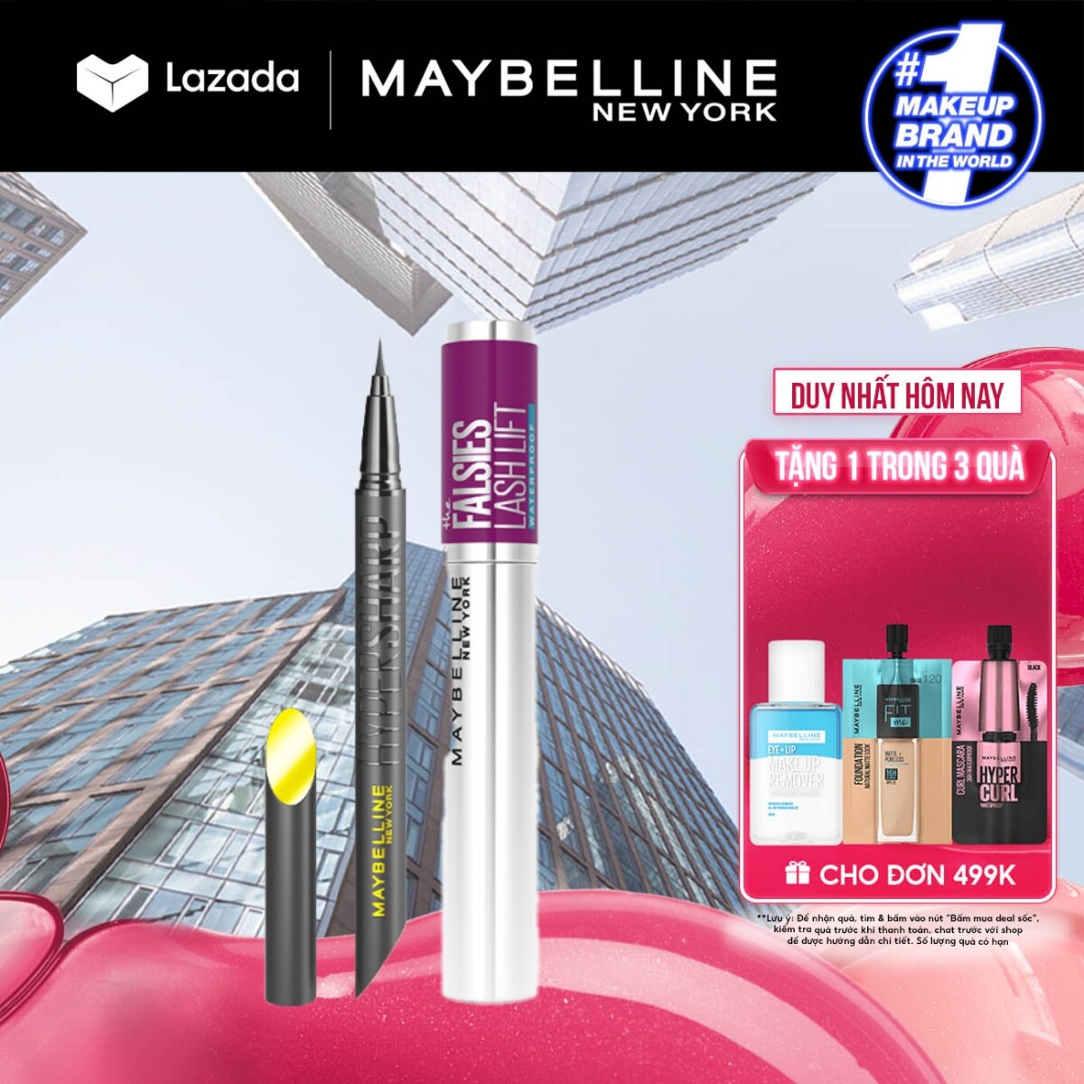 Bộ trang điểm Bút kẻ mắt nước siêu sắc mảnh Hyper Sharp, Mascara Uốn Mi, Nâng Mi và Làm Dày Mi Falsi
