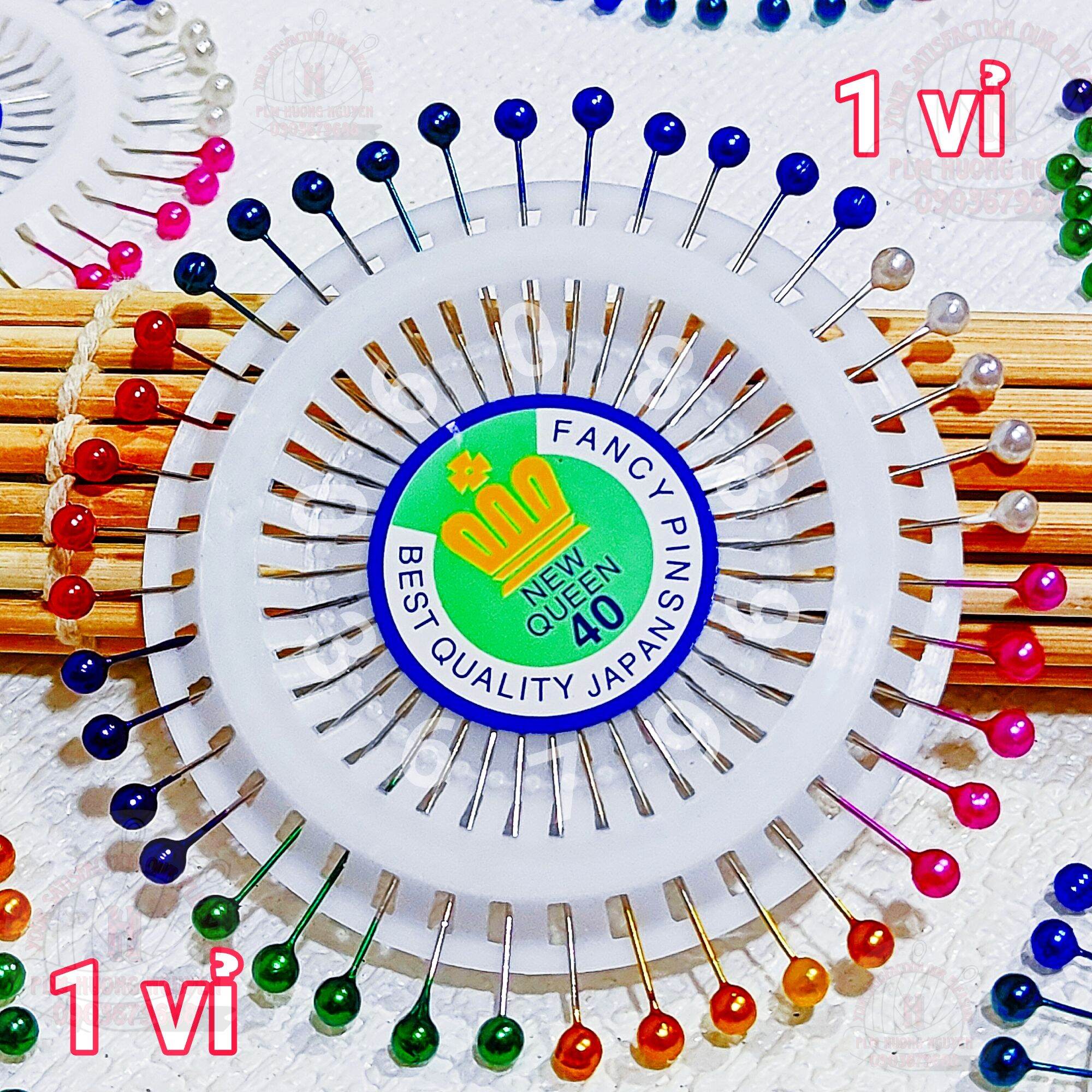 1 vỉ ghim kim gút chuỗi nhiều màu.1 vỉ 40 kim ghim gút kim chuỗi nhiều màu