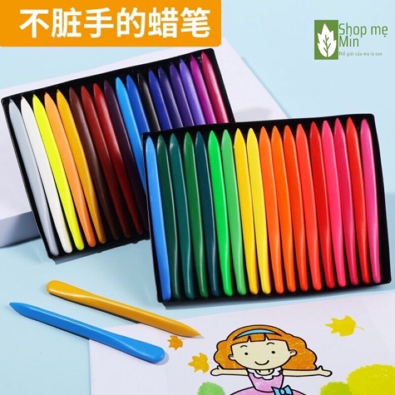 Bộ màu hữu cơ 24 cây an toàn cho bé tập vẽ