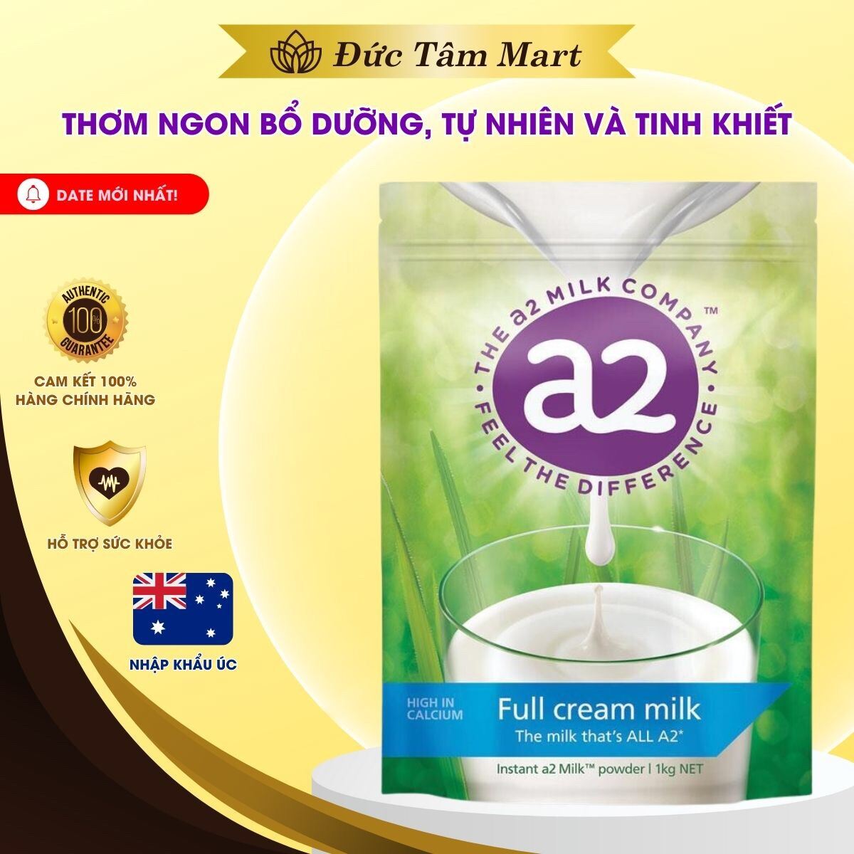 Sữa Bột A2 Nguyên Kem - A2 Milk Full Cream Túi 1KG Nhập Khẩu Úc