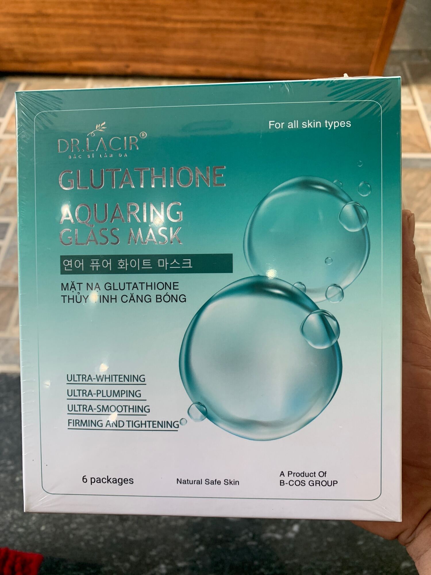 Mặt Nạ Glutathione Thủy Tinh Căn Bóng Dr Lacir Hàng Chính Hãng Hộp X 6 Miếng