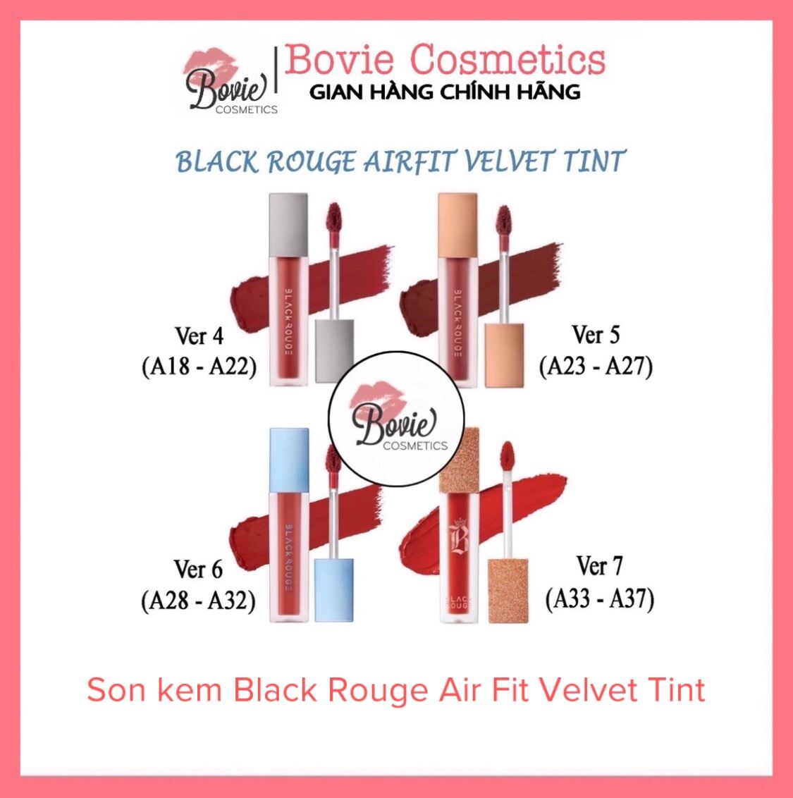 [A18-A37] Son kem Black Rouge Air Fit Velvet Tint Ver 4-5-6-7 cao cấp