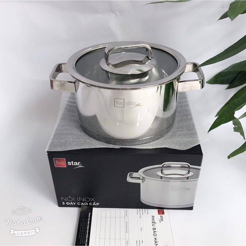 Nồi 3 Đáy Inox 304 Fivestar Bếp Từ Nắp Kính  ( 16cm/20cm/24cm ) Cao Cấp Sang Trọng - BH Chính Hãng