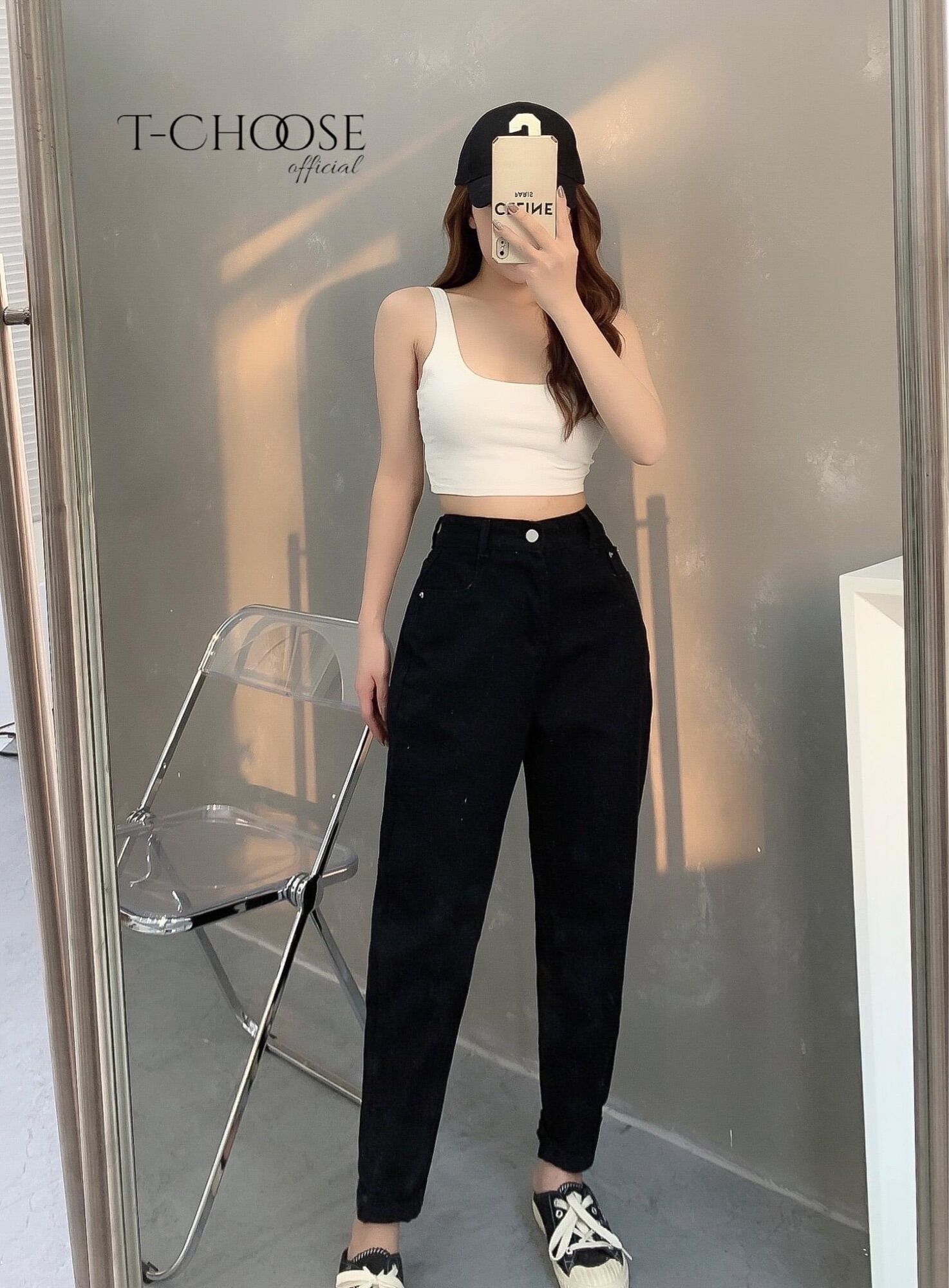 baggy đen siêu háck dáng rách to - trơn