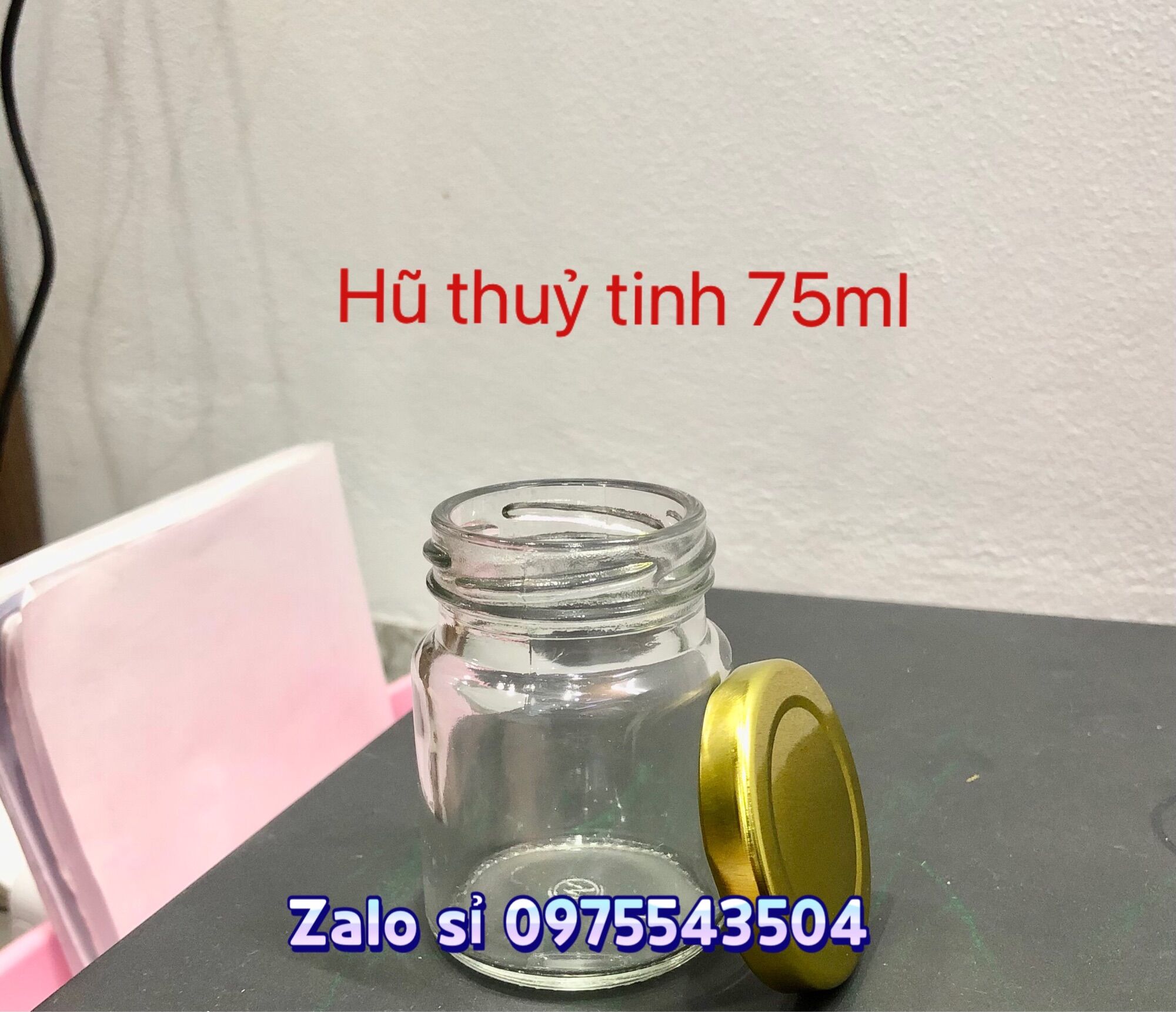 Siêu hot sỉ sll hủ thuỷ tinh 75ml nắp vàng