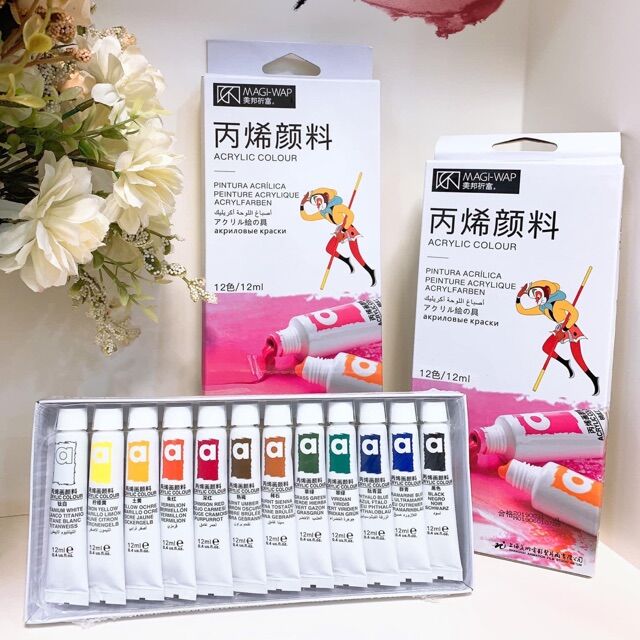 Sét Bột Vẽ Móng 3D 12 màu siêu đẹp, siêu nét