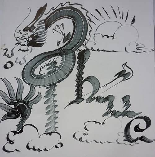 Bút gỗ viết thư pháp rồng phụng