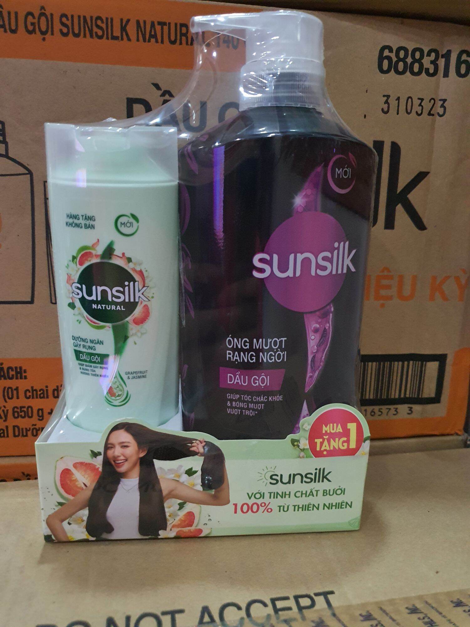 Bộ Dầu gội Sunsilk óng mượt/ mềm mượt 650g tặng dầu gội
