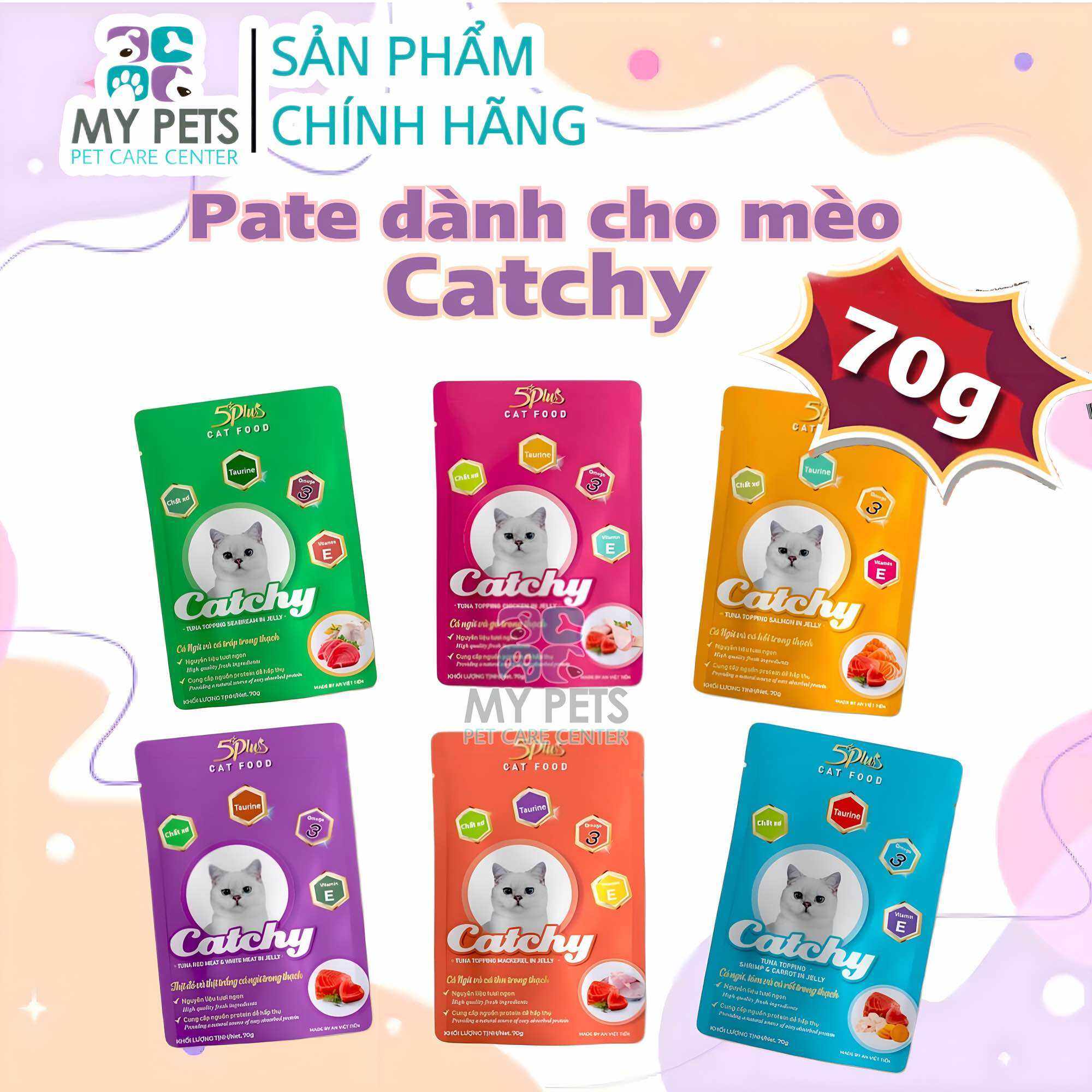 Thức ăn ướt pate / xốt Catchy Ngừ dành cho mèo lớn - Gói 70g
