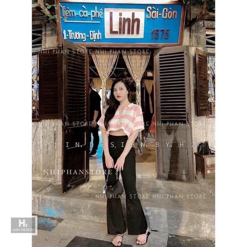 Quần ống loe cạp chun chất zip co giãn siêu tốt Sam-collection[freeship]