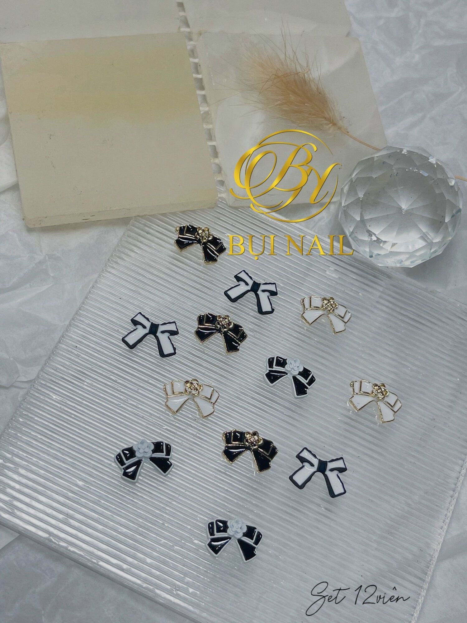 Charm nơ mix set 12viên