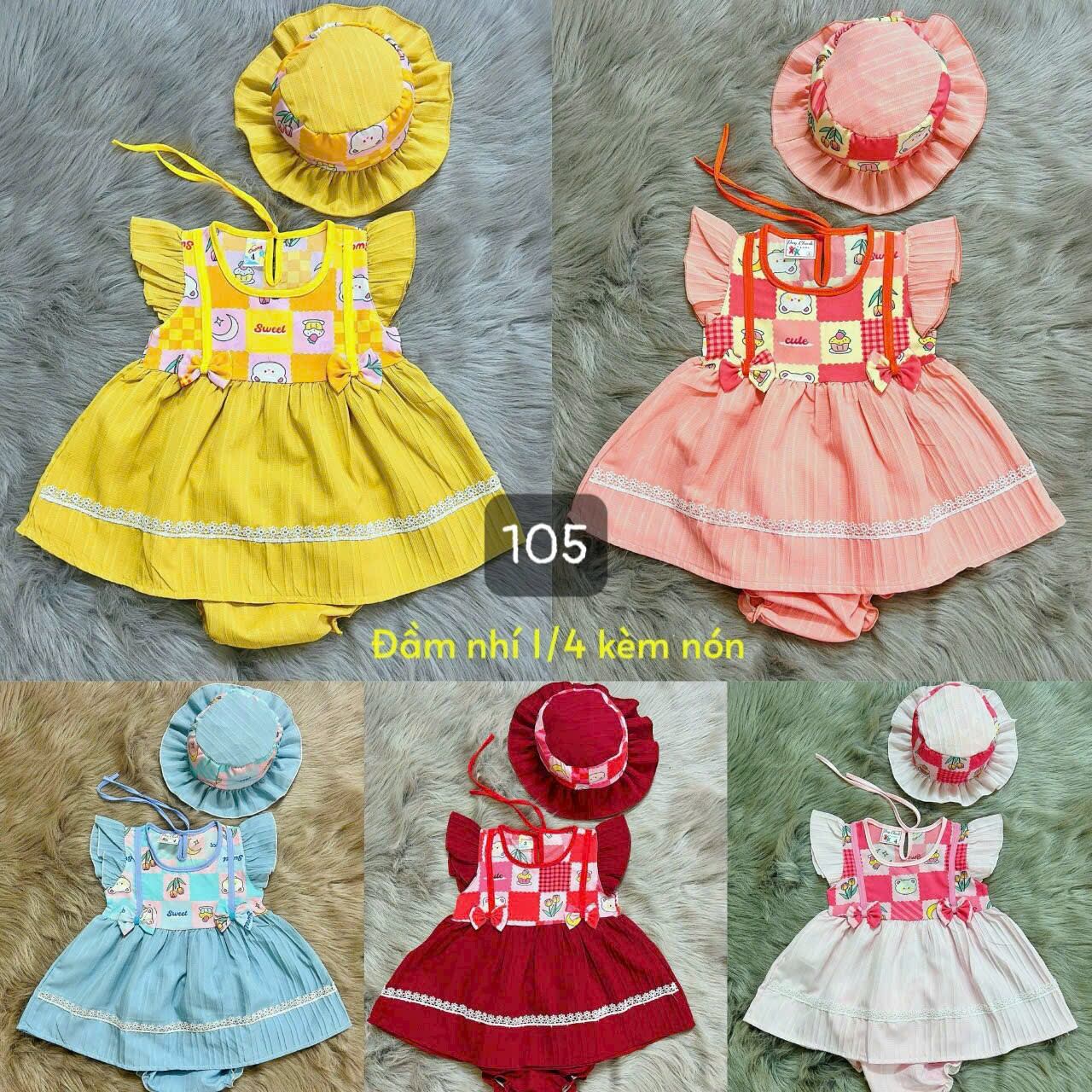 Đầm nhí kèm nón cho bé 5_11kg