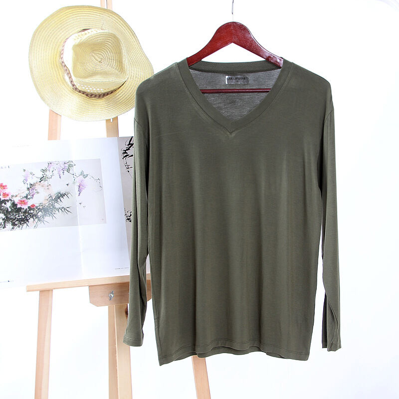 Modal Cotton, Vải Bông Nam Đồ Ngủ Áo Rộng Rãi Áo Thun Dài Tay Mỏng Vừa Vặn Áo Sơ Mi Nhà Thoải Mái Cỡ Lớn Phong Cách Cơ Bản Mùa Hè