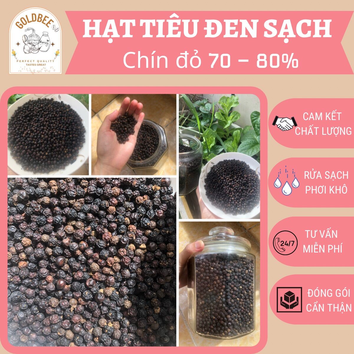 Hạt tiêu đen sạch Daklak hạt chín 70-80%